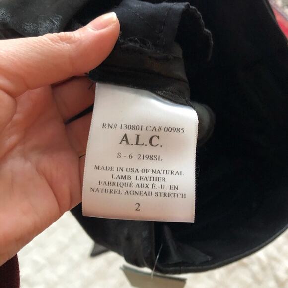 A.L.C. Daniel Black Genuine Lamb Leather Cuffed Skinny Trousers - Picture 8 of 9